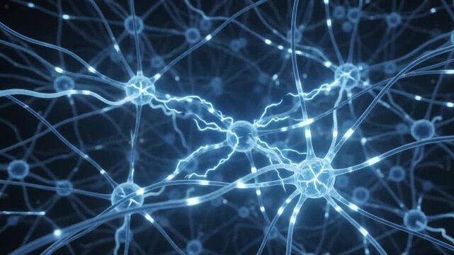 Artificial Intelligence Neural Network with Glowing DNA Structure. 