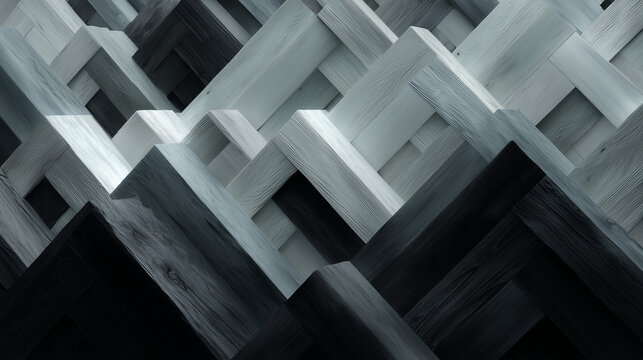 Abstract White And Gray Geometric Block Structure