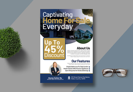 Captivating Home For Sale Flyer Template