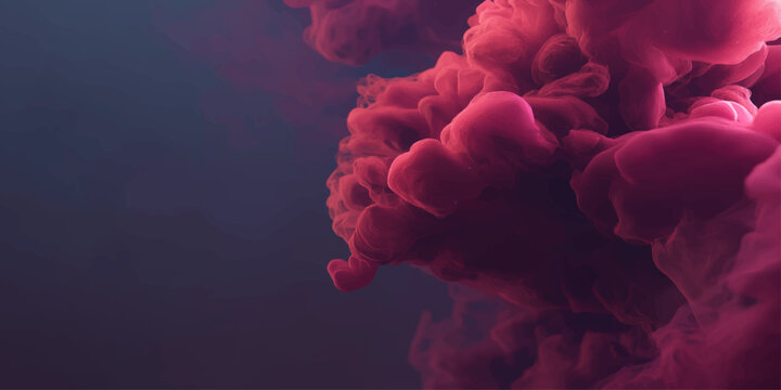 A striking abstract of a red jellyfish in the blue sea water, resembling a nature explosion of fire and smoke against a vintage cloudscape