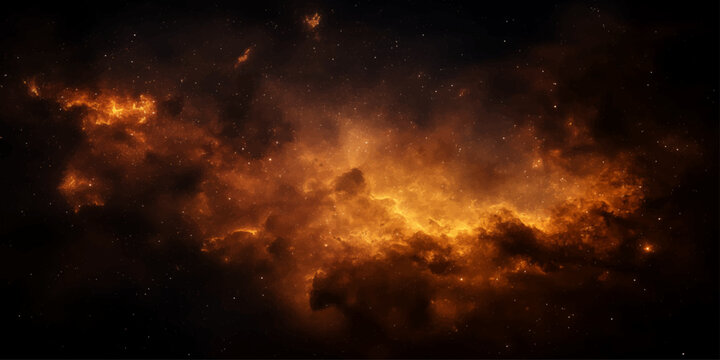 A dramatic abstract background of a fire in the dark night with bright orange flames and red smoke billowing into a stormy black sky