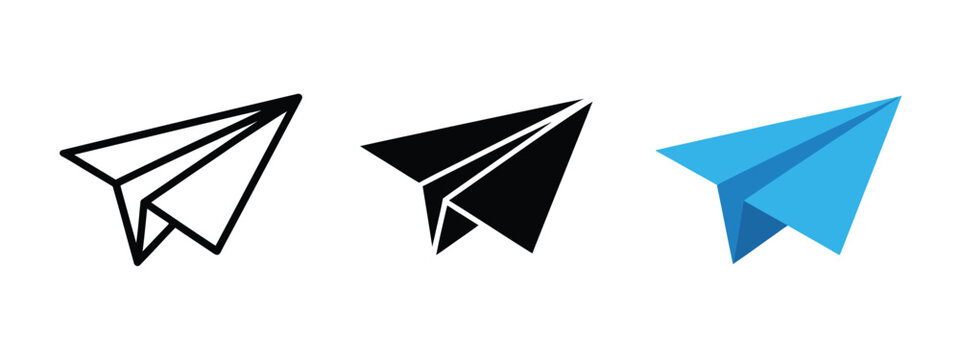 Paper plane icon send message button blue paper plane logo email letter or telegram communication symbol for digital messaging interface