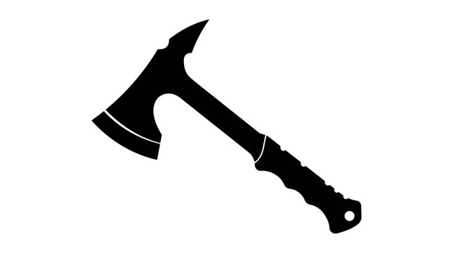 Black silhouette of a tactical axe on a white background.