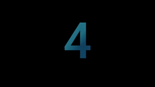 Clean digital light blue countdown from five to zero on black background