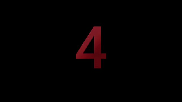 Red Countdown From Five to Zero on Black Background Timer Animation