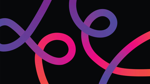 Abstract Gradient Ribbons on Black Background color