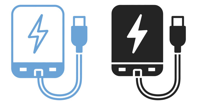 Power Bank icon portable charging device symbol for mobile battery backup energy storage and electronic gadget charging technology concept, vector design