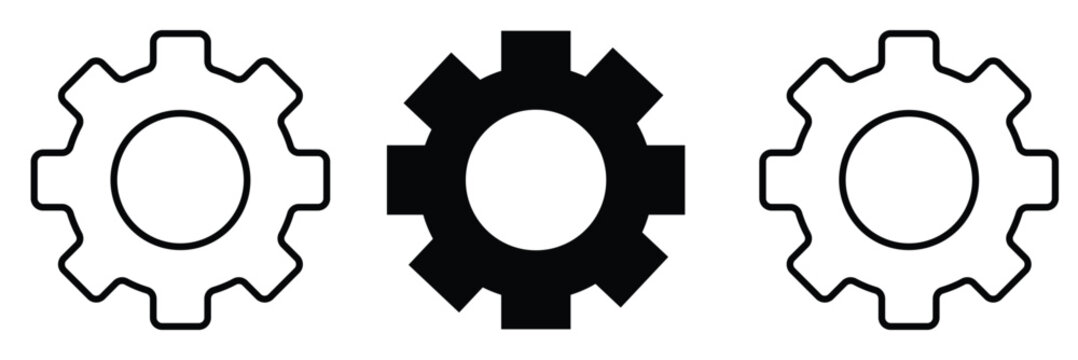 black Settings icon vector isolated . thin symbols or lined elements in outline style white background, EPS10 