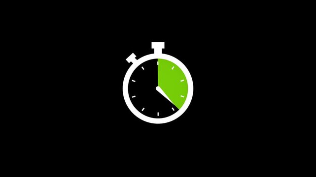 Minimalist timer icon motion graphic showing a 25-second countdown on black