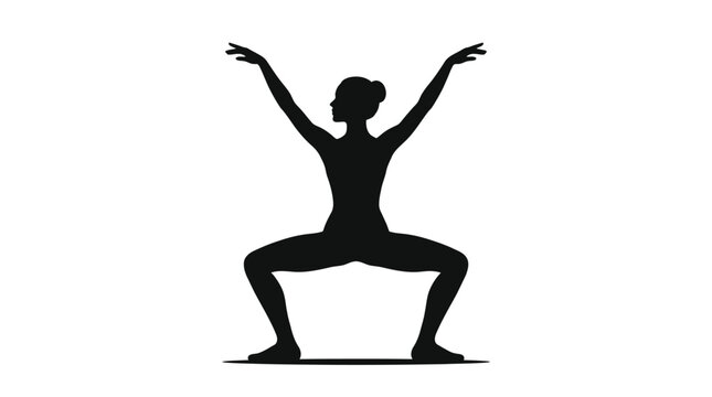 Silhouette of a woman performing a ballet pli? exercise.