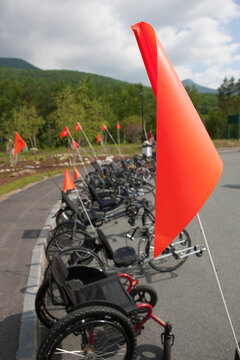 Accessible racing bikes for disabilities in a row