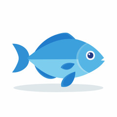 Obraz premium Flat design illustration of a blue fish