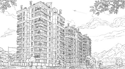 Fototapeta premium Urban landscape - Sustainable architecture for an eco-friendly city featuring vertical garden systems and green building designs powered by