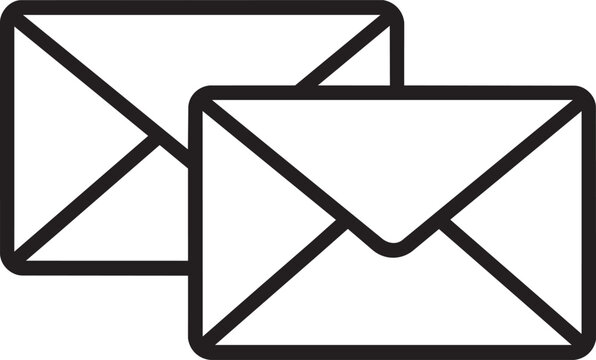 Double paper envelopes representing multiple messages or outbox and inbox electronic mail exchange linear vector icon