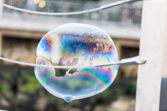 Close-up of a large bubble, Fan Pier, Inner Harbor