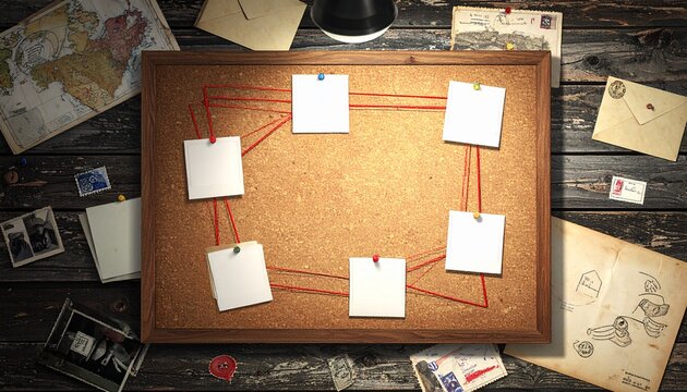Detective Investigation Cork Board Workspace