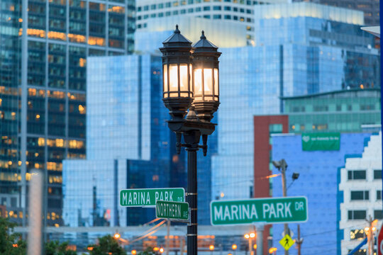 Lamppost at intersection of Marina Park Drive and Northern Avenue