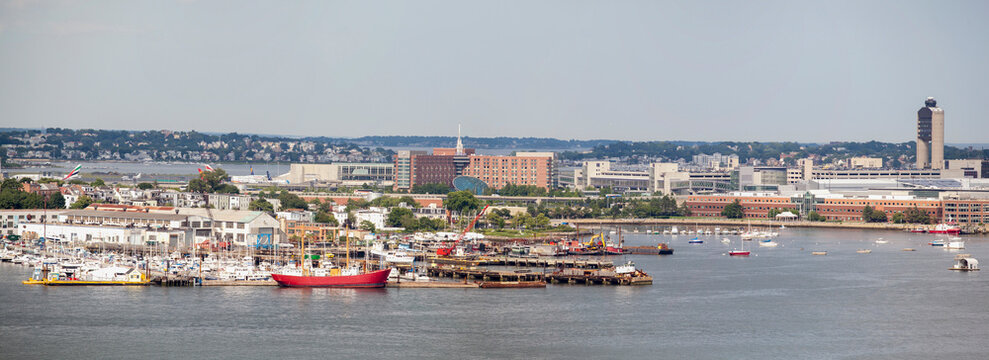 View toward east Boston marina and Logan airport