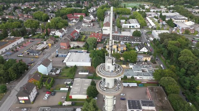 Radio Tower and Town Aerial Orbit Germany Europe