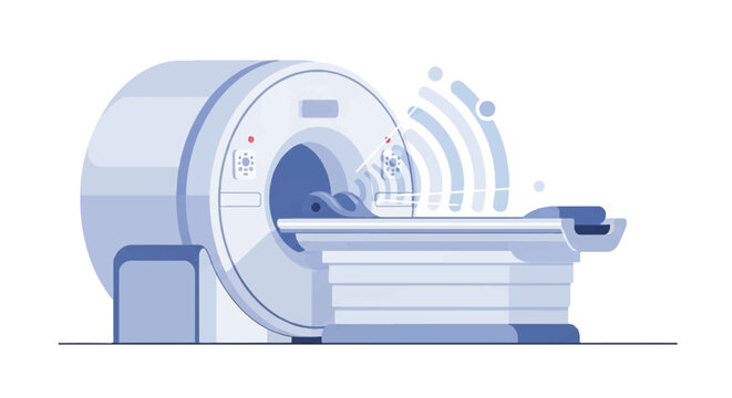 Medical imaging MRI scanner in clinical setting highlighting diagnostic procedure and patient care.