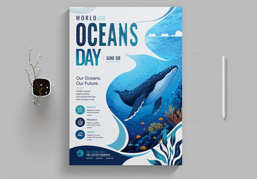 World Oceans Day Flyer Template