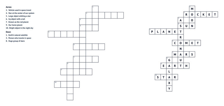 Blank crossword puzzle template for word games and brain exercises  
