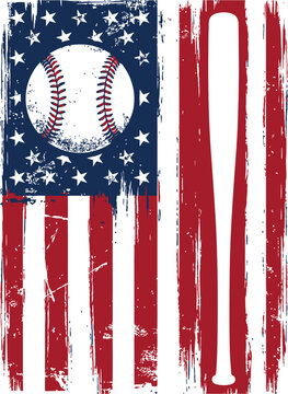 Vintage American Flag Baseball Design with Distressed Patriotic Style