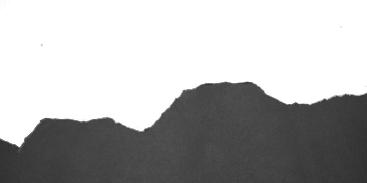 Torn black and white paper with textured edges, isolated on a transparent background. Concept png.
