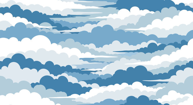 Abstract Blue Sky Clouds Seamless Pattern Background