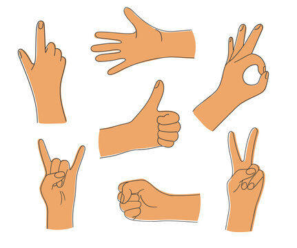 Hand-Drawn Isolated Hand Gestures Set