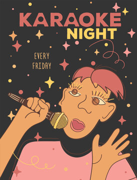 Hand-Drawn Friday Karaoke Night Poster