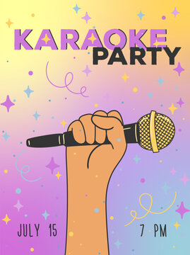 Hand-Drawn Summer Karaoke Party Poster