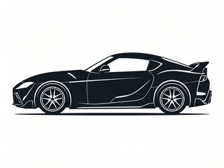 Obraz premium Modern Sports Car Silhouette Side View Vector Illustration Isolated on White