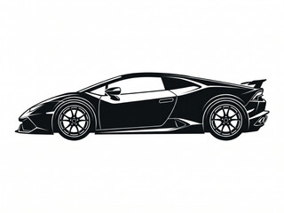Fototapeta premium Exotic Supercar Silhouette Side View Luxury Sports Car Vector Illustration Isolated on White