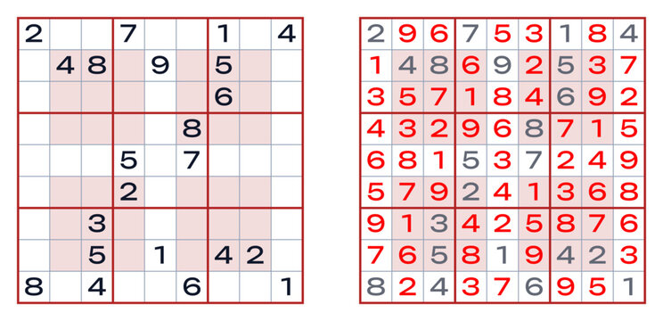 A vector grid for an expert-level Sudoku puzzle with solution and with additional fields   