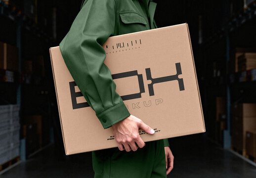 Delivery Box Mockup &ndash; Hand Packaging Branding Presentation (PSD)