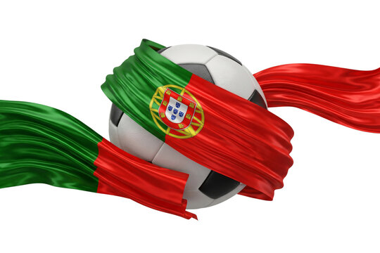 Portugal flag ribbon wrapped around soccer ball