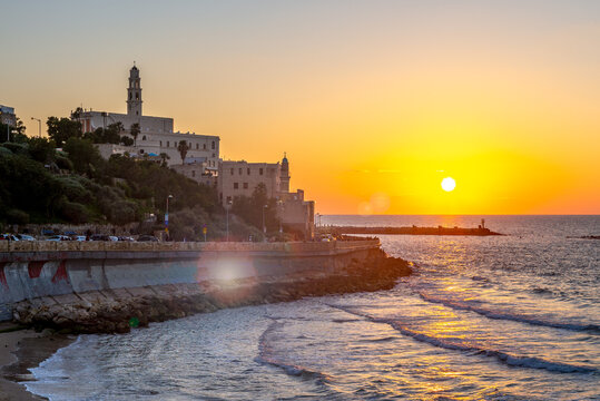 night view of Jaffa from the Tel Aviv Promenade