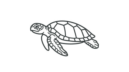 Line art illustration of a swimming sea turtle. © nurul mustofa
