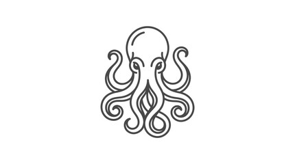 Stylized octopus line art icon with symmetrical tentacles. © nurul mustofa