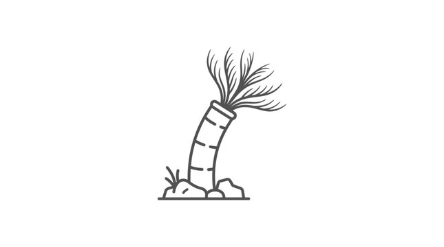 Single marine tube worm polychaete line art illustration.