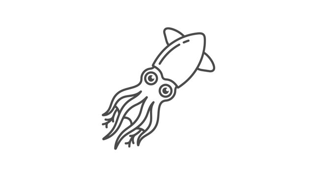 Simple cute squid outline drawing for children.