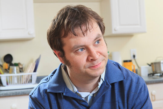 Man with Asperger's in his home living independently
