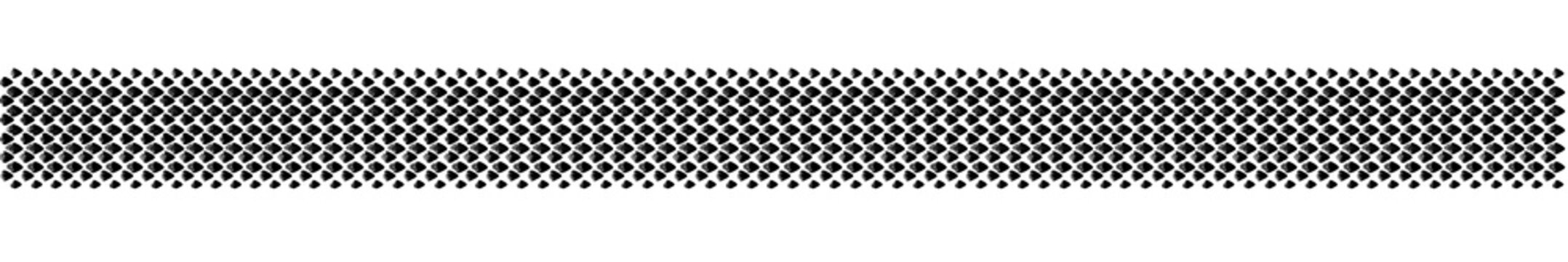 Seamless black diamond halftone geometric vector pattern on transparent background. Retro dithered monochrome rhombus lattice graphic element for banner, layout, streetwear, punk rock, Y2K graphic
