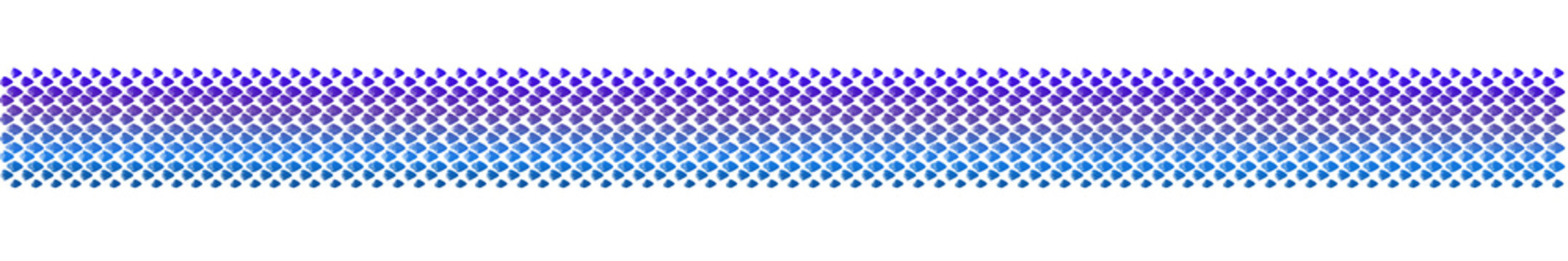 Blue and purple gradient snake skin scales seamless border pattern. Fish scale geometric seamless ribbon texture background. Mermaid scale pattern vector for digital art, textile, graphic design frame