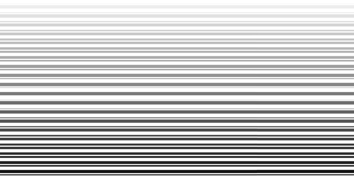 Horizontal line pattern. From thin line to thick. Parallel stripe. Black streak on white background. Straight gradation stripes. Abstract geometric patern.