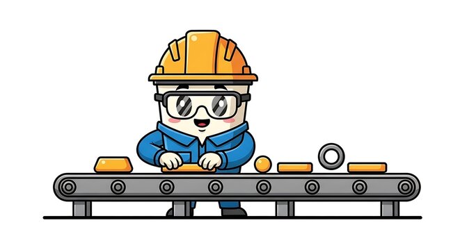 Cartoon steam train with engineer and coal tender.