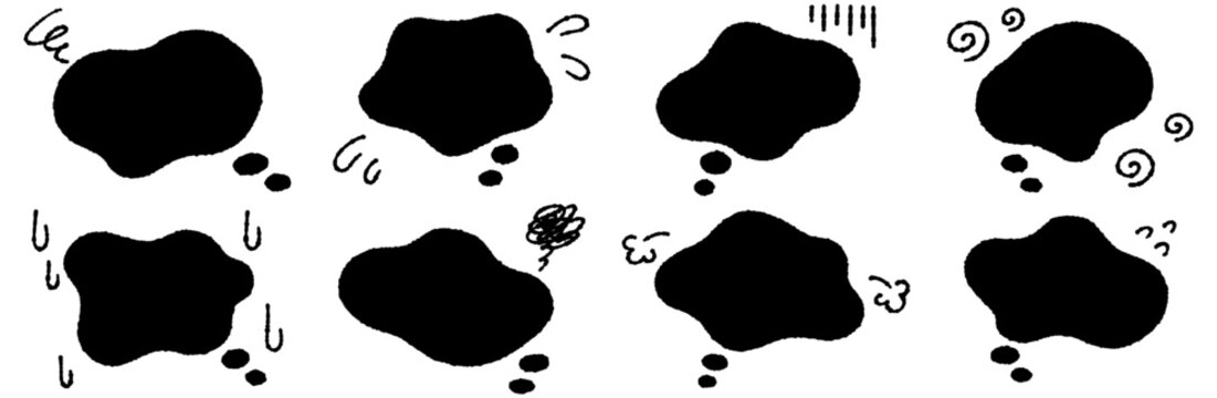 手書きの悩みの吹き出しセット 広告やLPに使えるゆるくてかわいいもやもやしたフレーム