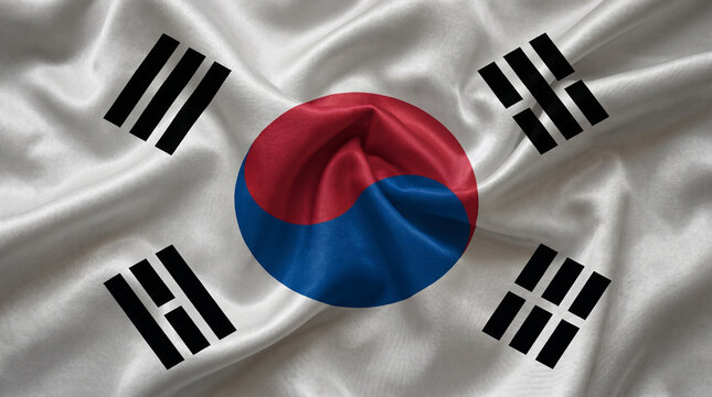 Wavy South Korea flag fabric texture for a background