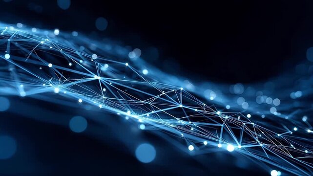 Abstract blue network pattern on dark background